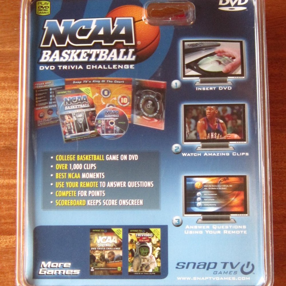 NIB, Snap TV Games-NCAA Basketball DVD Trivia, electronic video game NBA fan toy - Picture 2 of 2